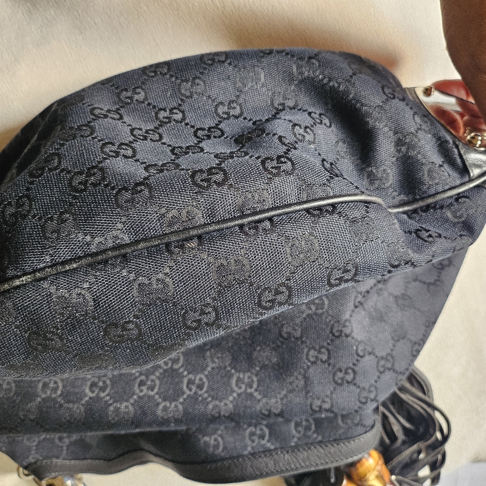 🔥SOLD🔥GUCCI Black GG Fabric Medium Babouska Indy Top Handle Bag - Picture 16 of 17